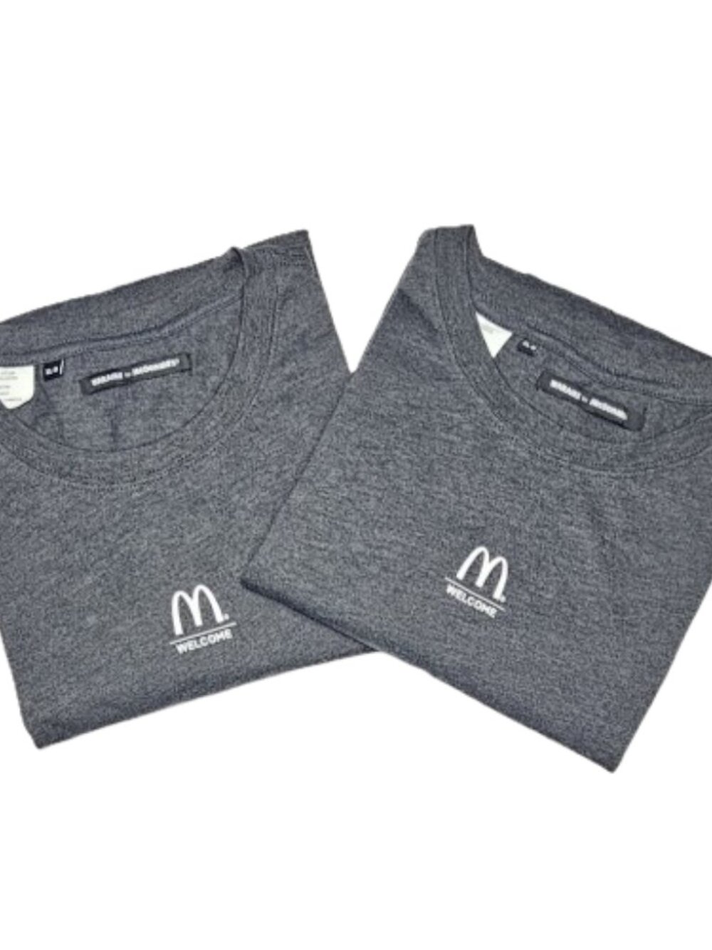 2 pack - McDonald's Employee XL Uniform "M Welcome" Gray Long Sleeve T-Shirt Tee